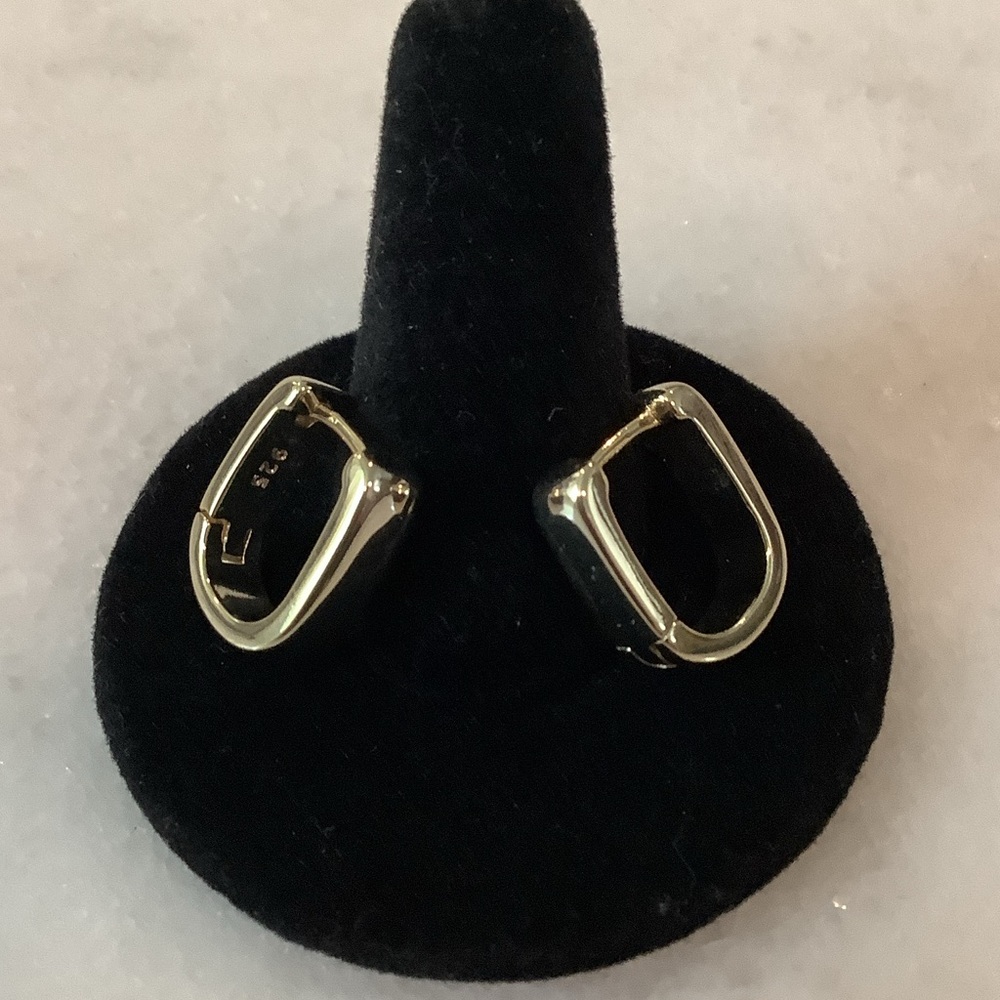 Gold Tone Chunky Hinged Hoop Earrings, Brand New